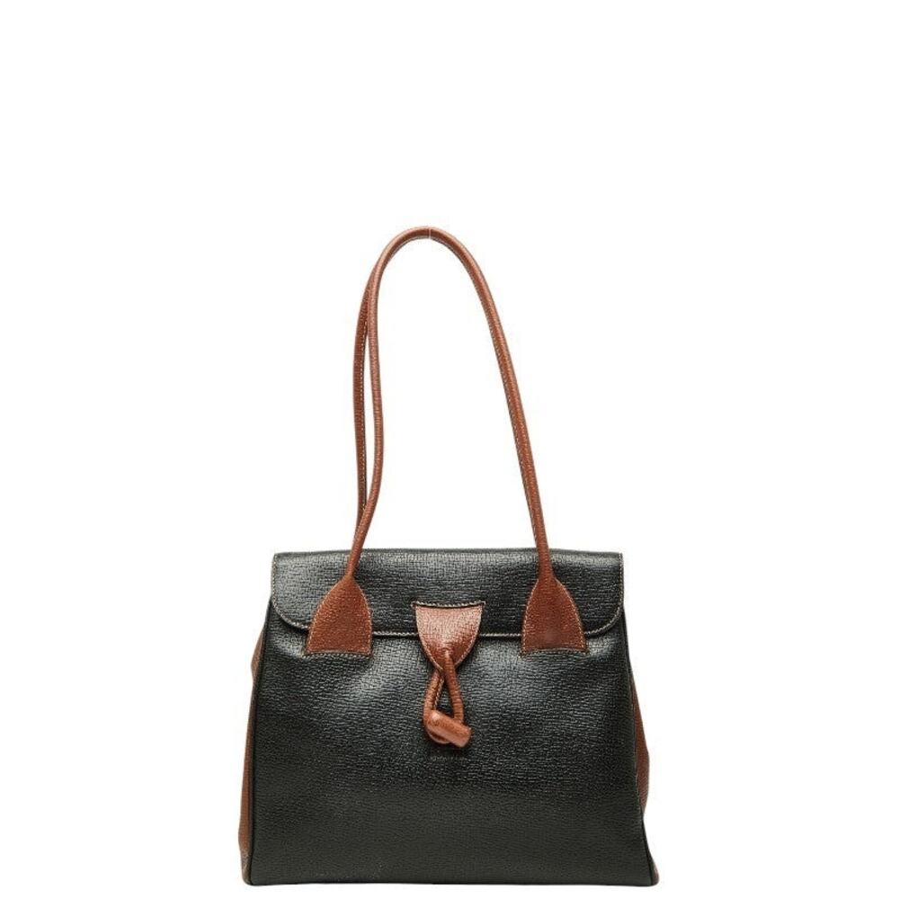 Loewe Leather Vintage Logo Handbag Black Brown